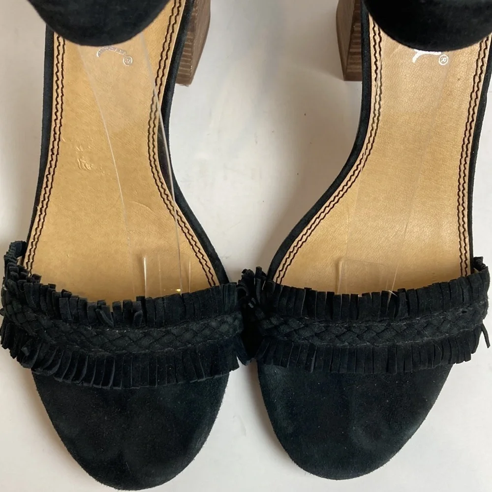 SPLENDID Black Suede Jakey Ankle Strap Block Heel Sandals 10 sexy party cocktail
